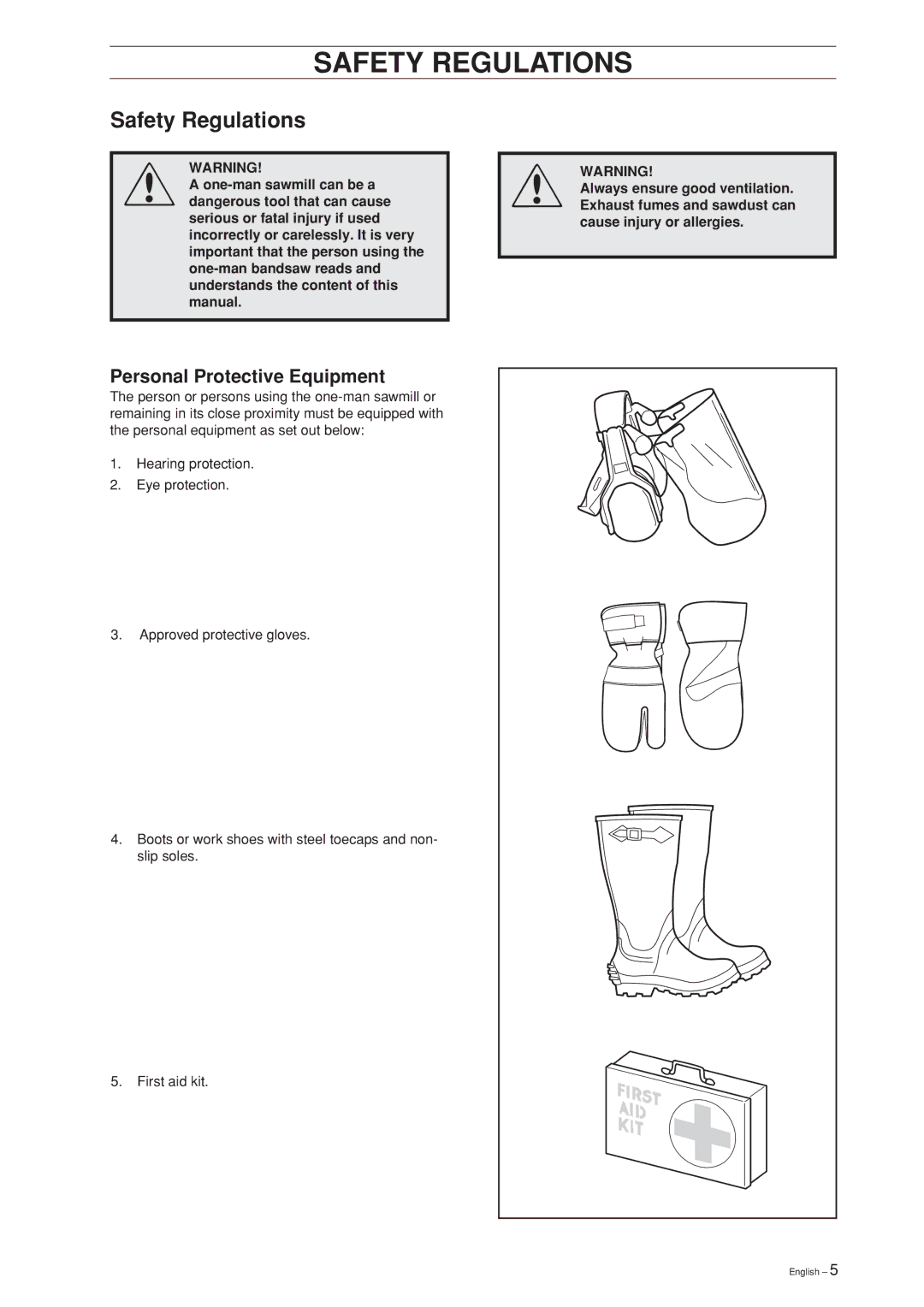 Jonsered SM 2055 E, SM 2186 manual Safety Regulations, Personal Protective Equipment 