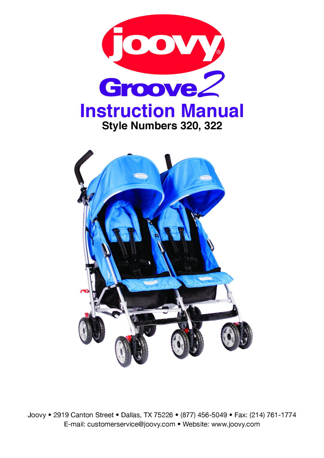 Joovy 322, Groove2 manual Style Numbers 320 