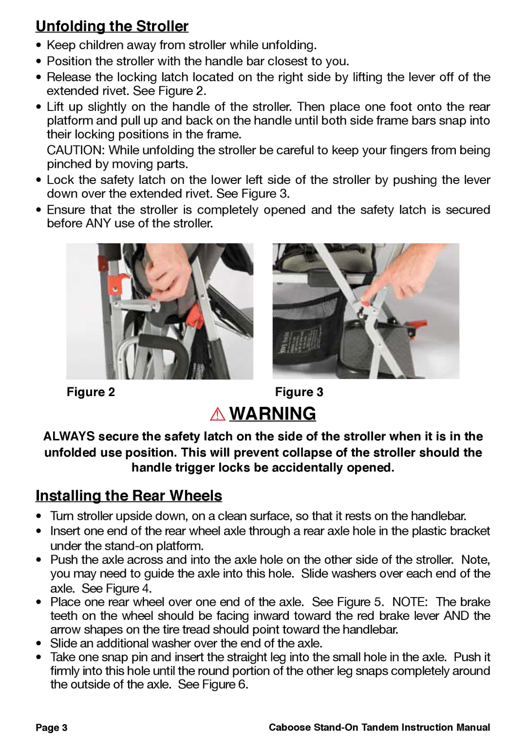 Joovy 41X Series, 40X Series manual Unfolding the Stroller, Installing the Rear Wheels 