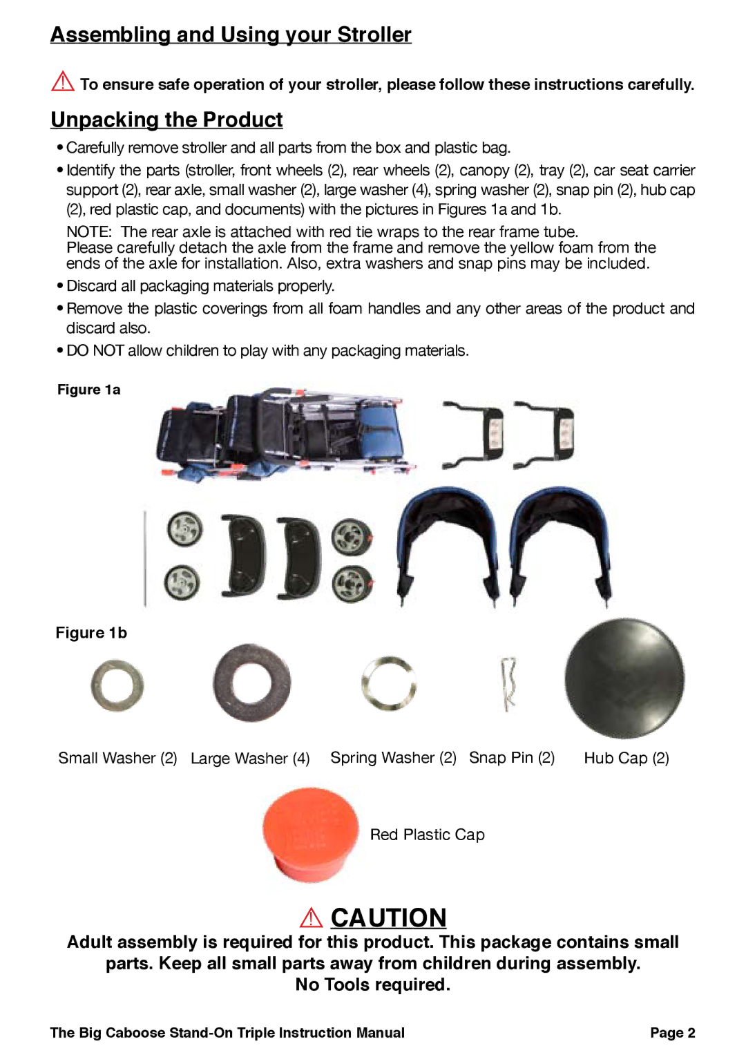 Joovy 43X Series manual Assembling and Using your Stroller, Unpacking the Product 