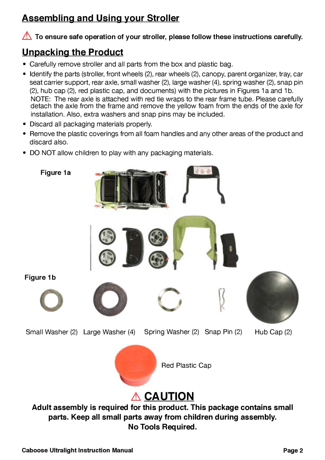 Joovy 45X Series manual Assembling and Using your Stroller, Unpacking the Product 