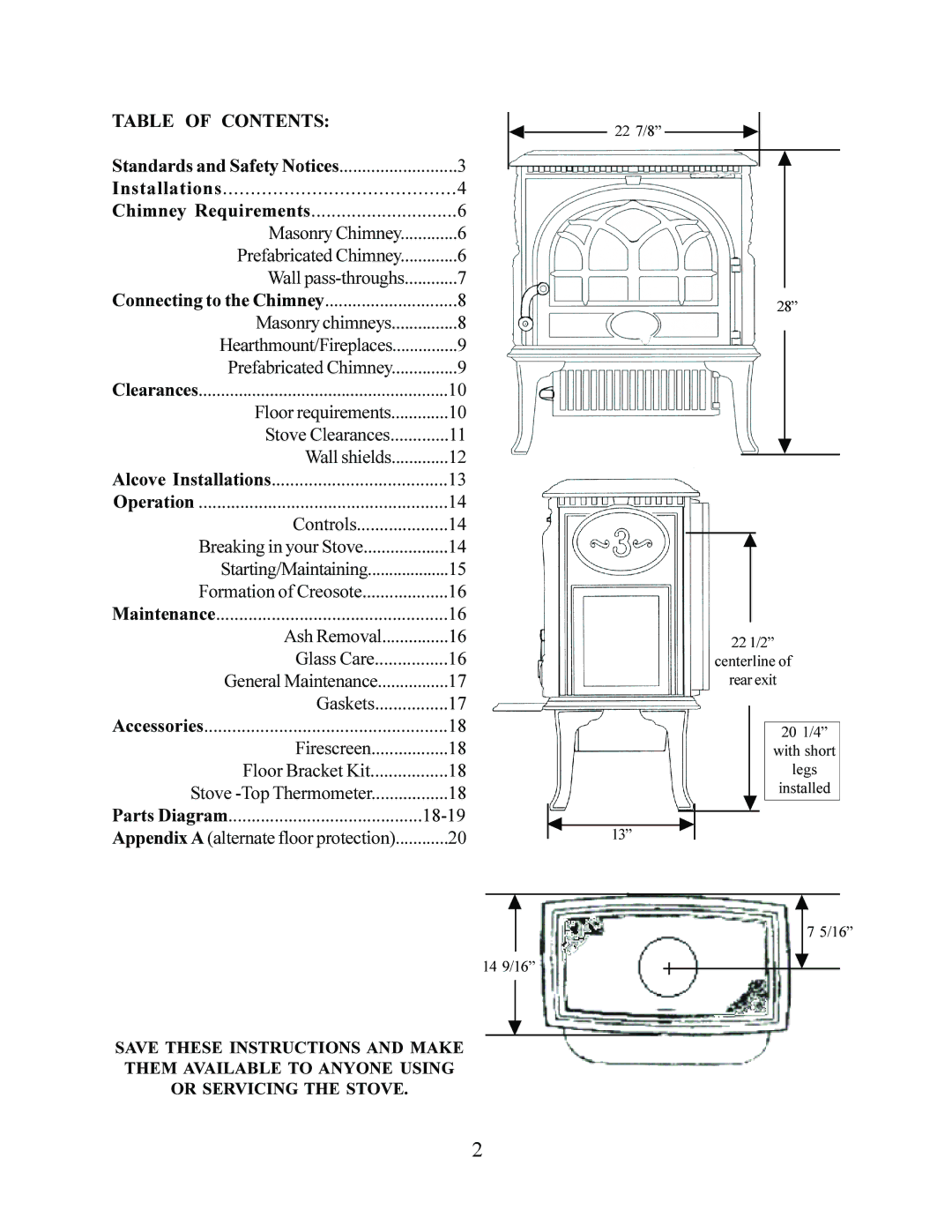 Jotul F 3 operating instructions Table of Contents 