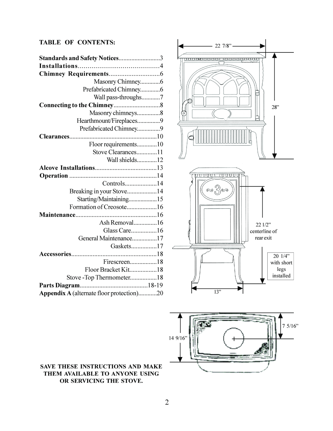Jotul F 3 operating instructions Table Of Contents 