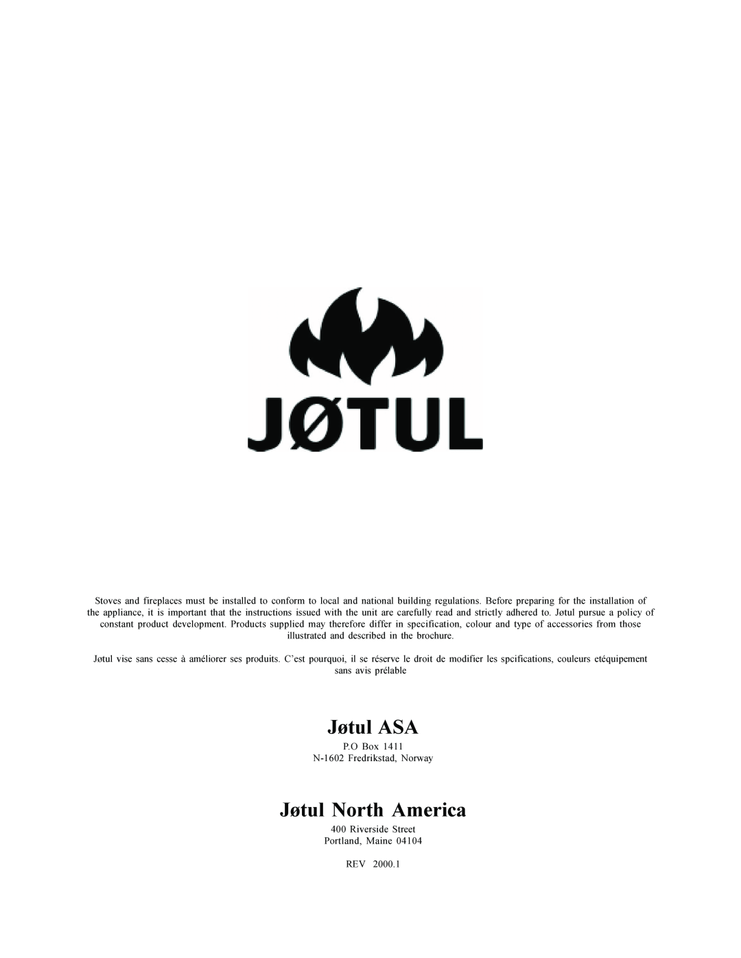 Jotul F 3 operating instructions Jøtul ASA, Jøtul North America 