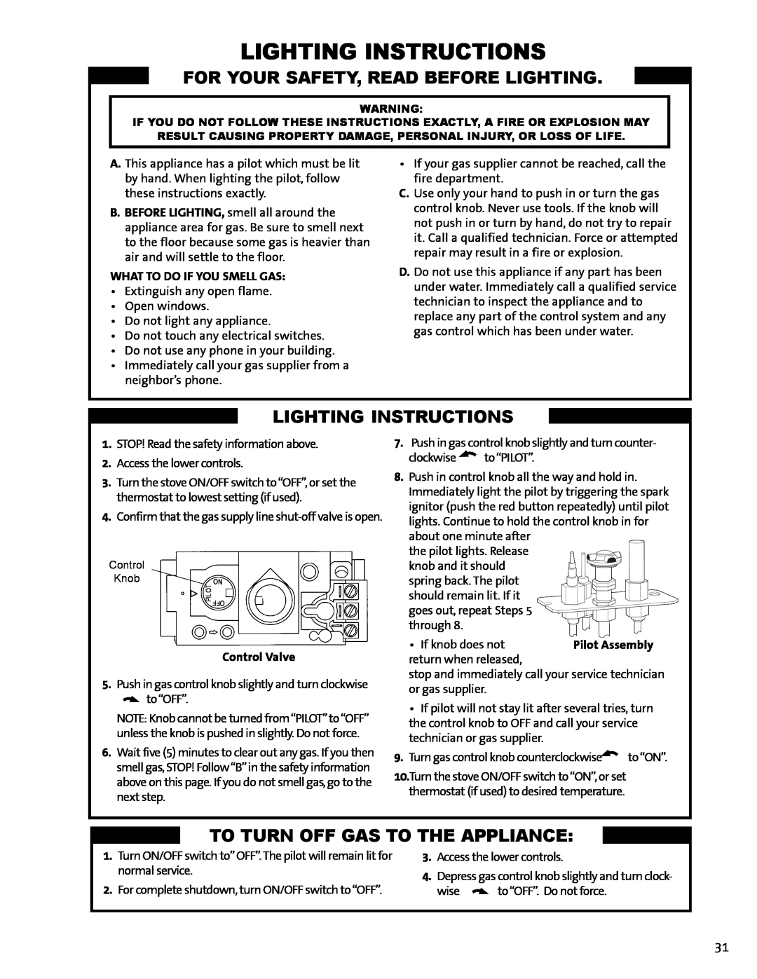 Jotul GF 100 DV II, GF 200 DV II manual Lighting Instructions, For Your Safety, Read Before Lighting 