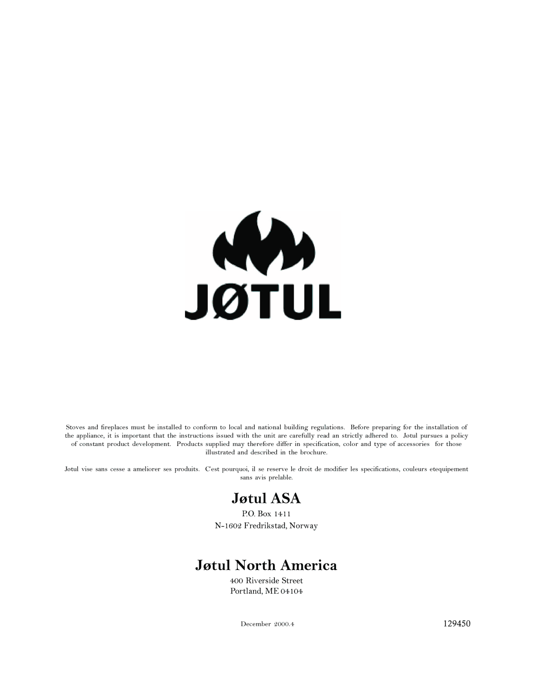 Jotul GF 3 BV manual Jøtul ASA 