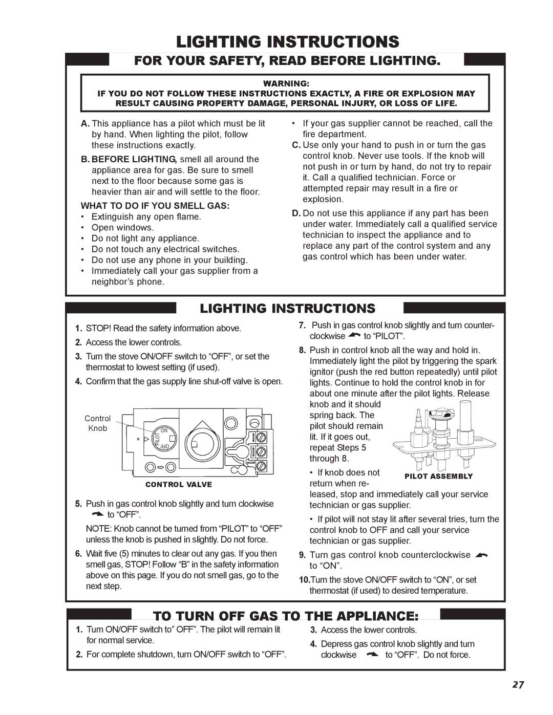 Jotul GF 600 DV manual Lighting Instructions 