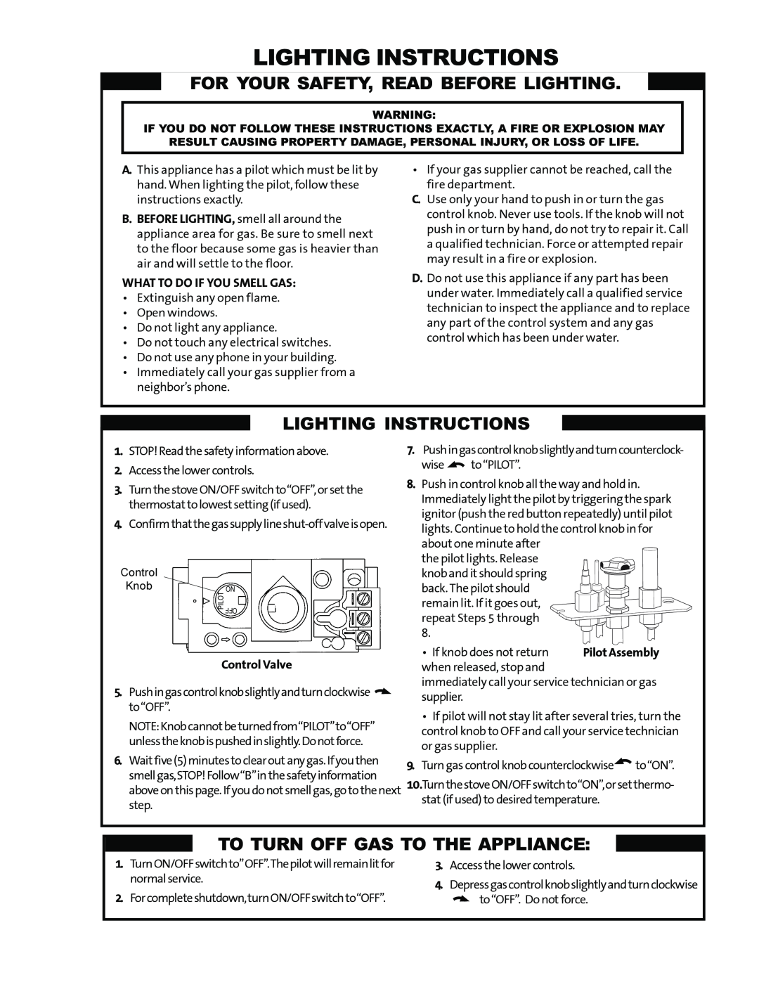 Jotul GF3 DVII manual Lighting Instructions, For Your Safety, Read Before Lighting, To Turn Off Gas To The Appliance 