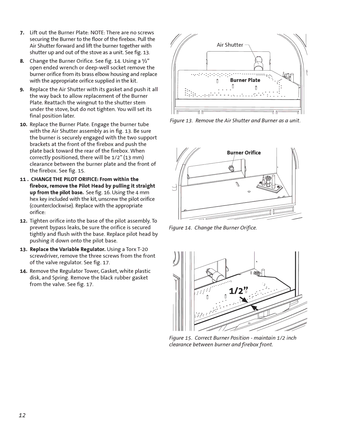 Jotul GF300 BV manual Burner Plate, Burner Orifice 