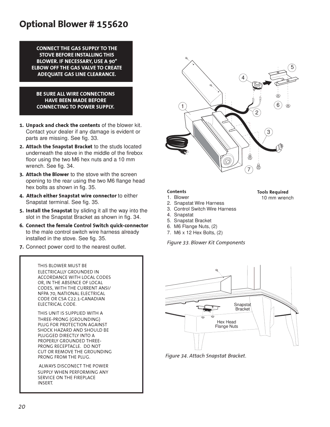 Jotul GF300 BV manual Optional Blower #, Connect power cord to the nearest outlet 