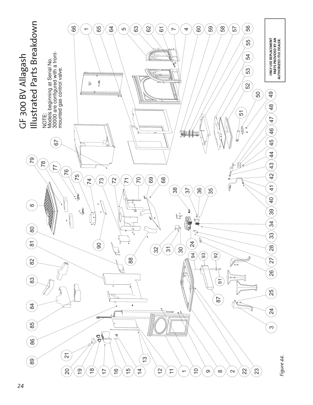 Jotul GF300 BV manual GF 300 BV Allagash Illustrated Parts Breakdown 