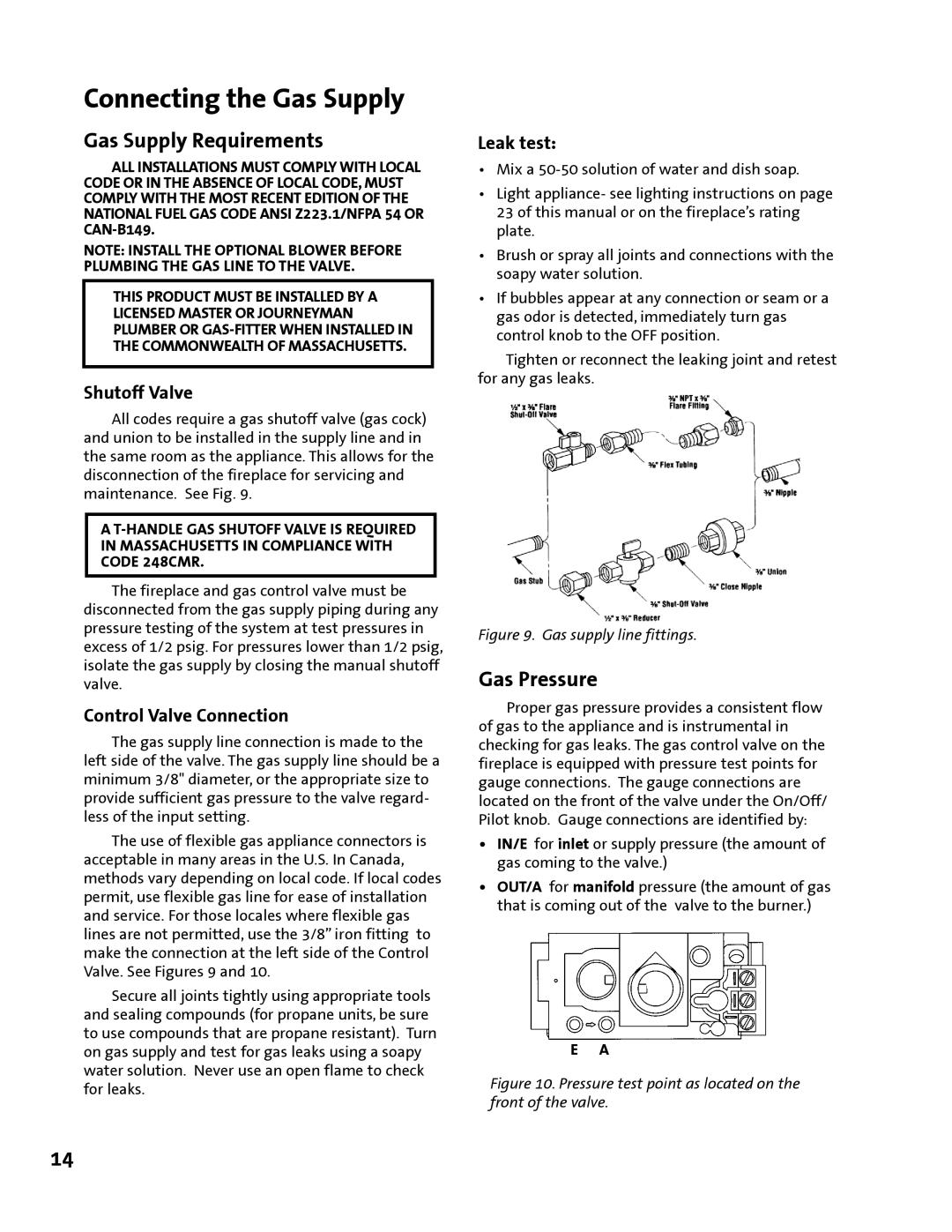 Jotul GI 425 DV manual Connecting the Gas Supply, Gas Supply Requirements, Gas Pressure 