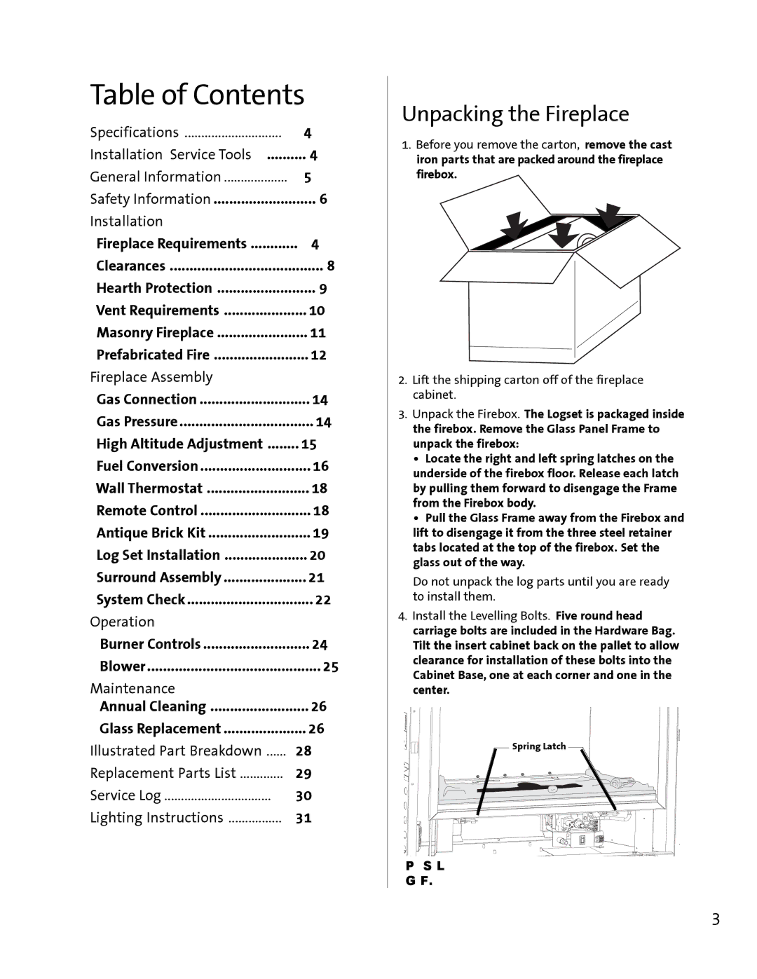 Jotul GI 425 DV manual Table of Contents 