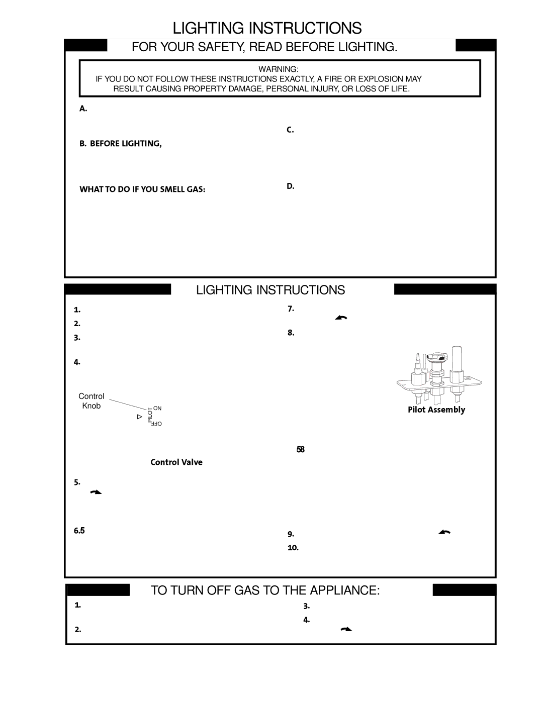 Jotul GI 425 DV manual Lighting Instructions, Control Valve 