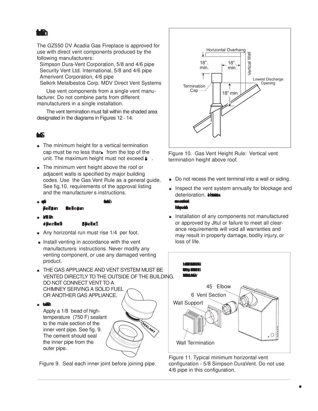 Jotul GZ 550 DV II manual Vent Requirements, Venting Guidelines 