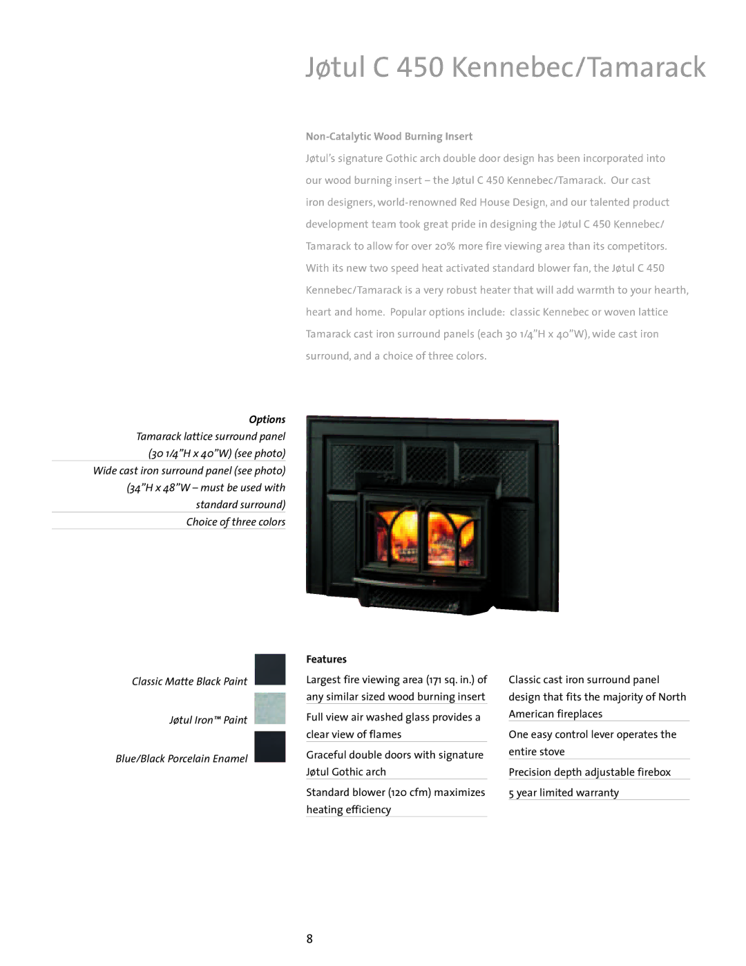 Jotul Wood Insert manual Jøtul C 450 Kennebec/Tamarack 