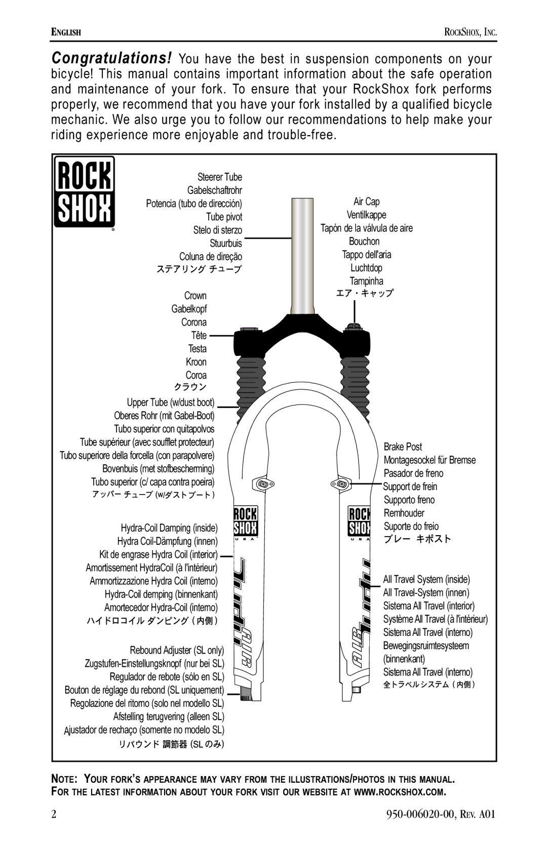 JUDY CRAFT XC, SL manual 950-006020-00, REV. A01 