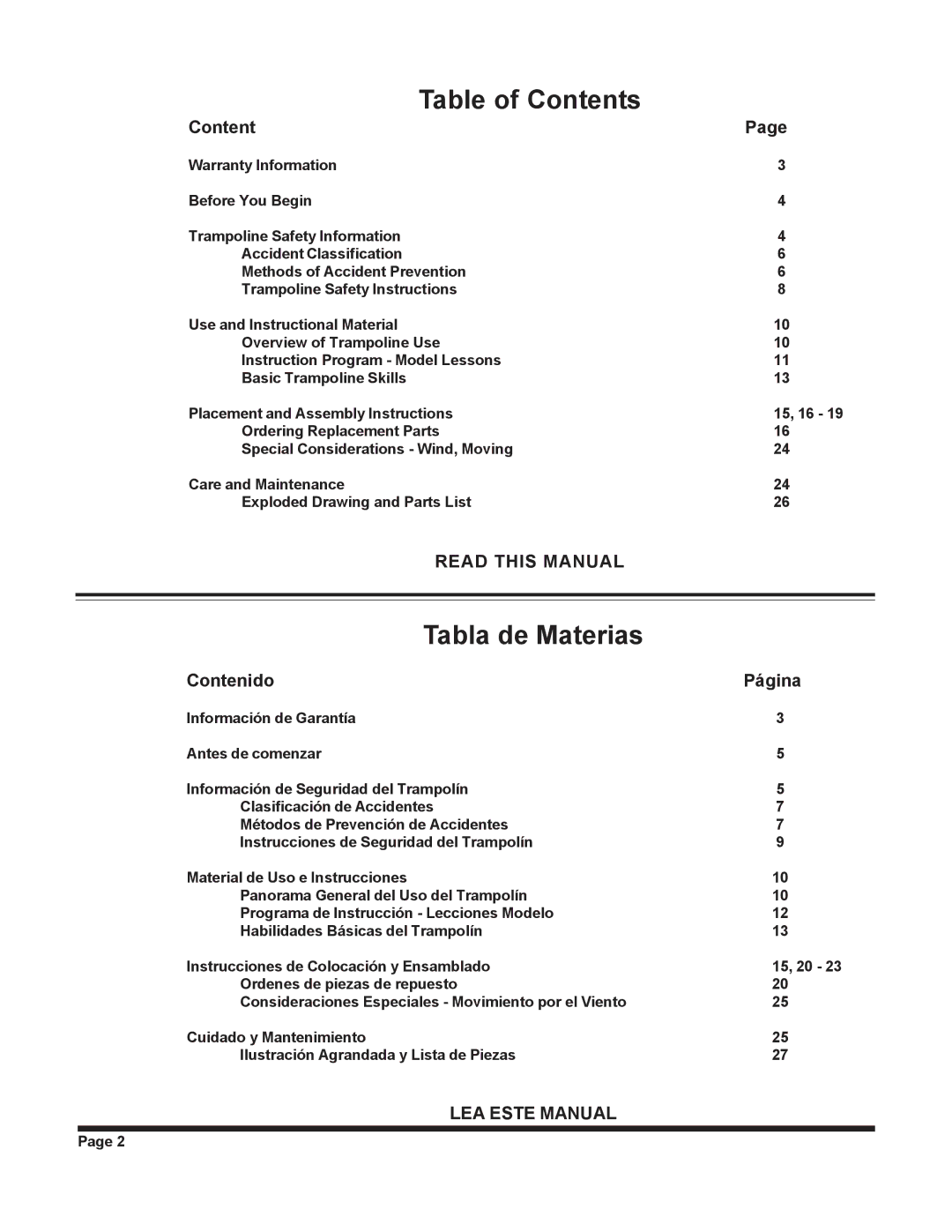 Jumpking JKXT12W manual Table of Contents 