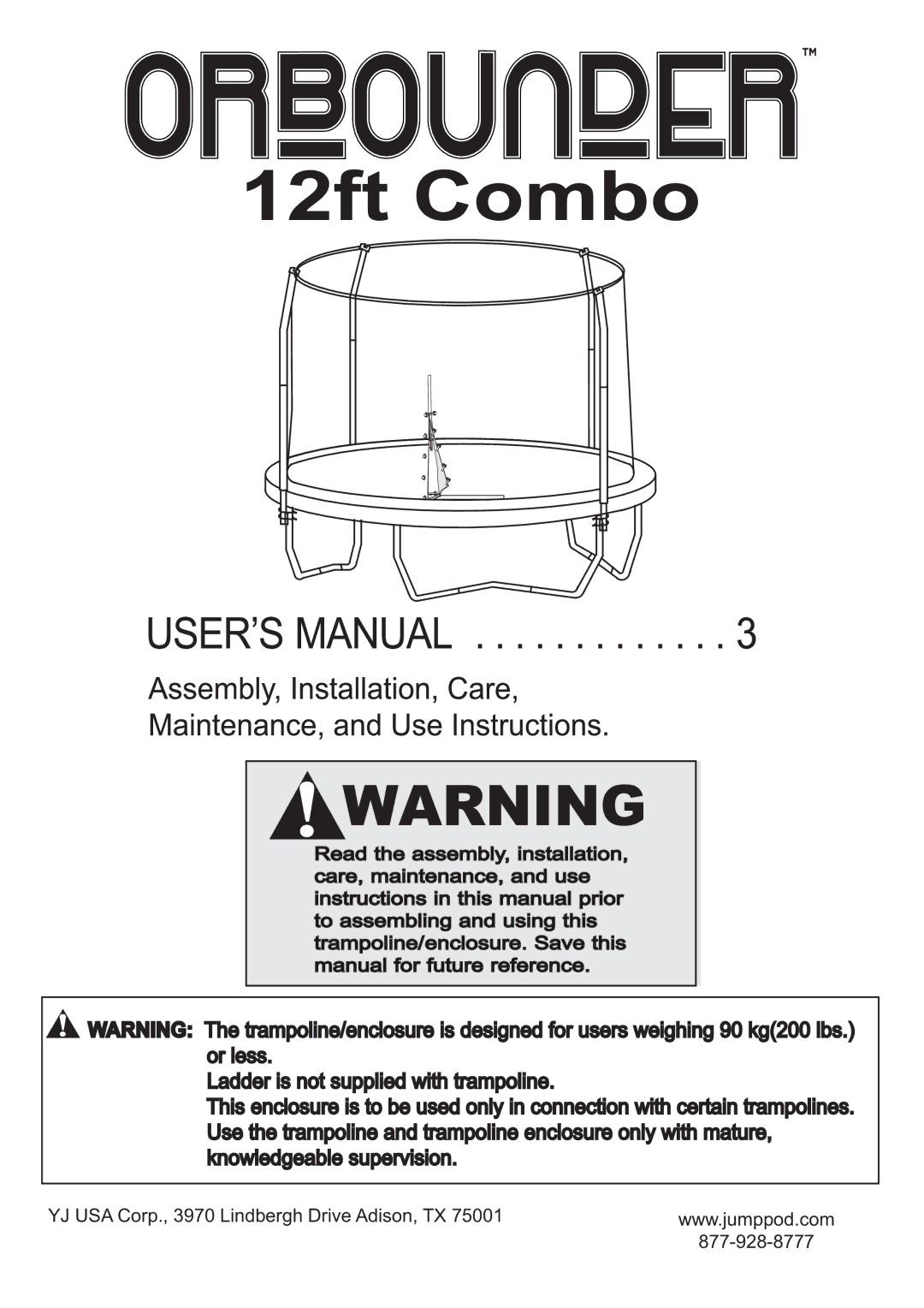 Jumpking manual YJ USA Corp., 3970 Lindbergh Drive Adison, TX 