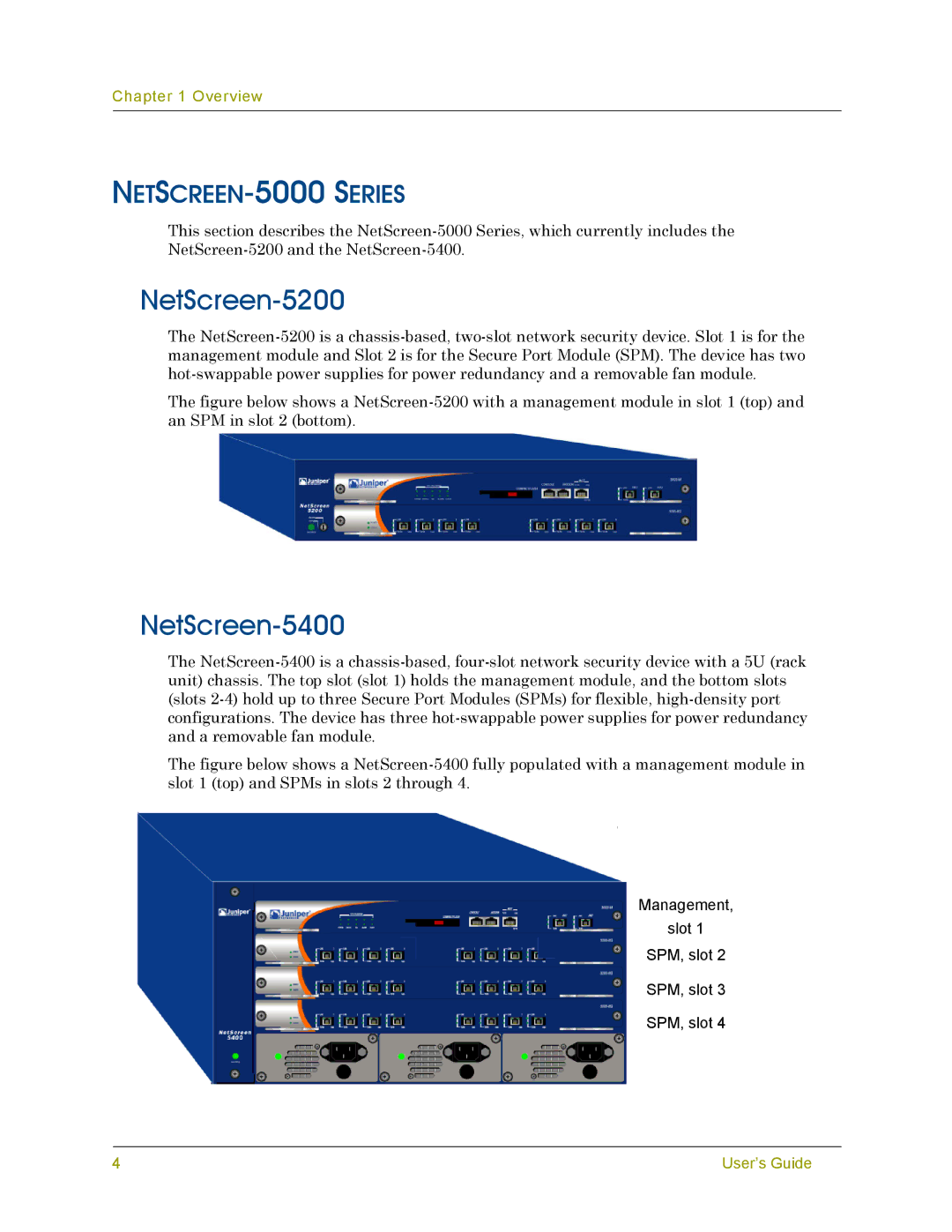 Juniper Networks 5000 SERIES manual NetScreen-5200, NetScreen-5400, NETSCREEN-5000 Series 