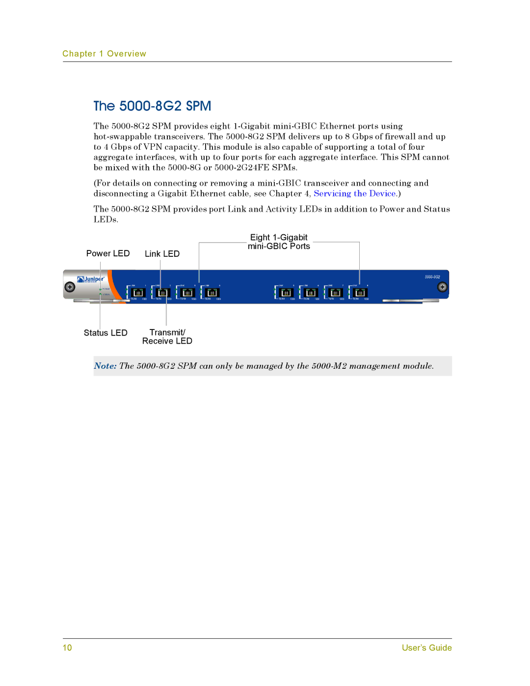 Juniper Networks manual 5000-8G2 SPM 