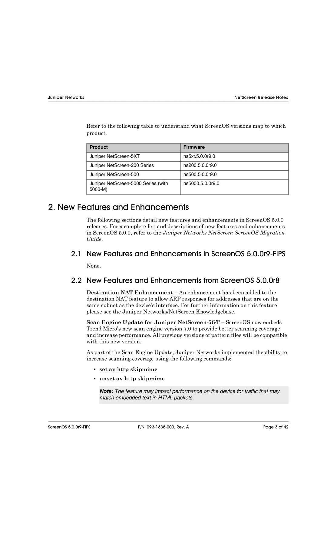 Juniper Networks 500, 5200, 208, 204, 5XT, 5400 manual New Features and Enhancements in ScreenOS 5.0.0r9-FIPS 