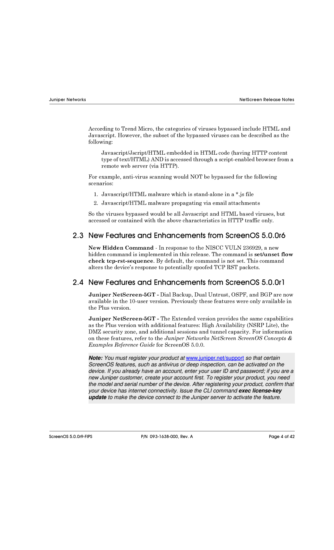 Juniper Networks 5XT, 5200, 208, 204, 500, 5400 manual New Features and Enhancements from ScreenOS 5.0.0r6 