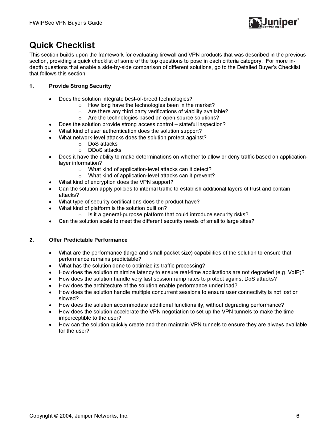 Juniper Networks 710008-001 manual Quick Checklist 