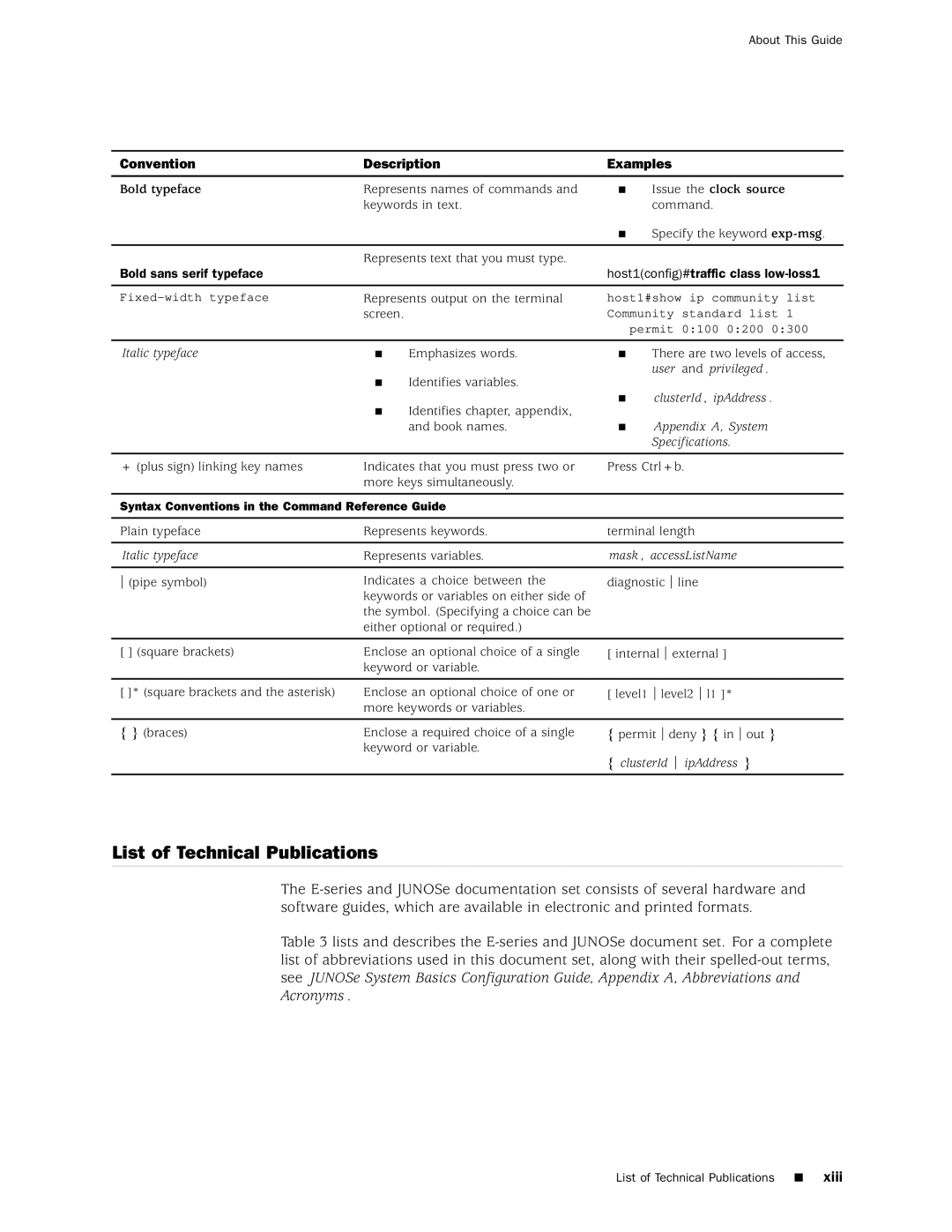 Juniper Networks 8 manual List of Technical Publications, Issue the clock source 