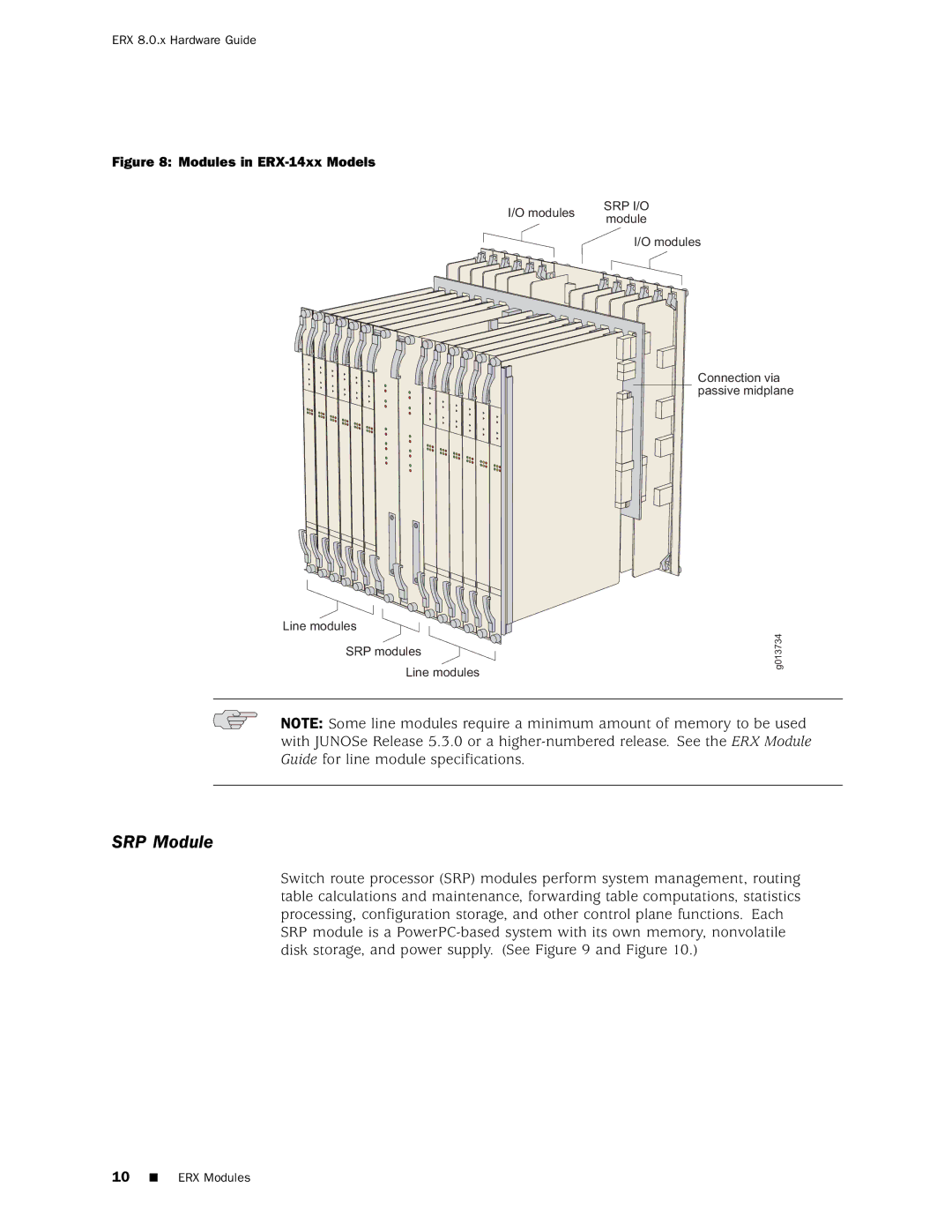 Juniper Networks 8 manual SRP Module, Modules in ERX-14xx Models 