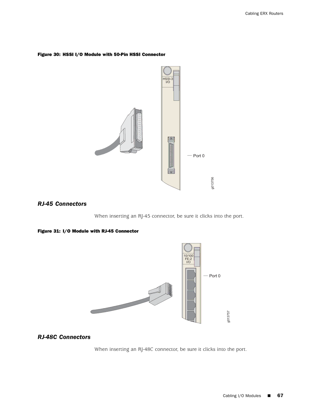 Juniper Networks manual RJ-45 Connectors, RJ-48C Connectors 