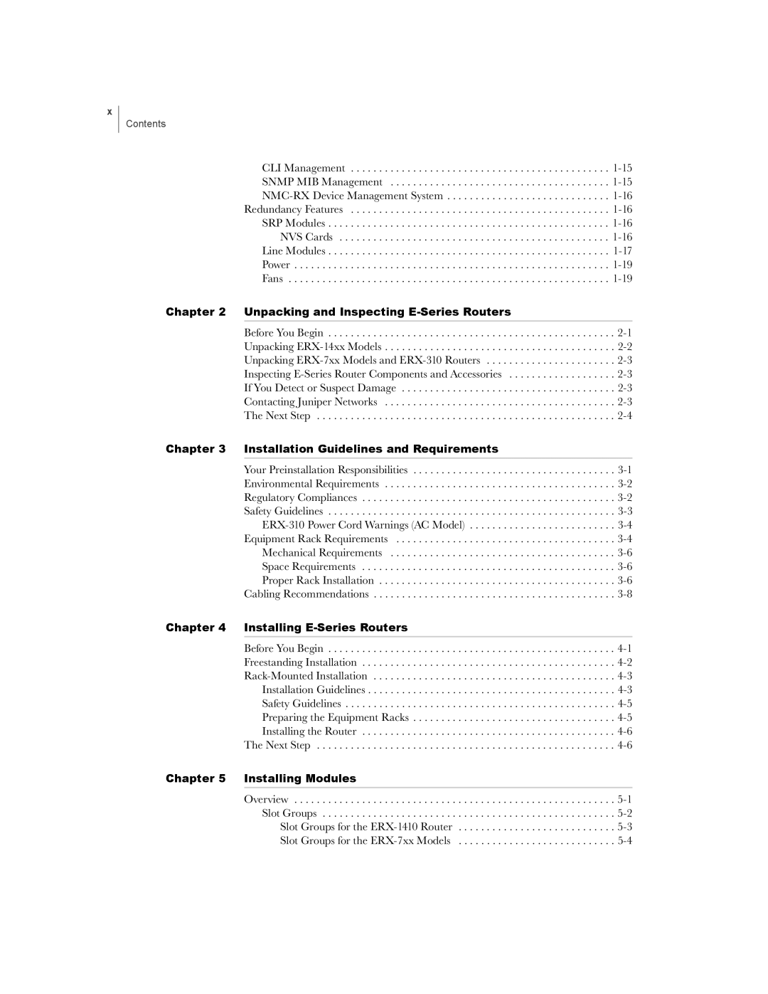 Juniper Networks manual Unpacking and Inspecting E-Series Routers 