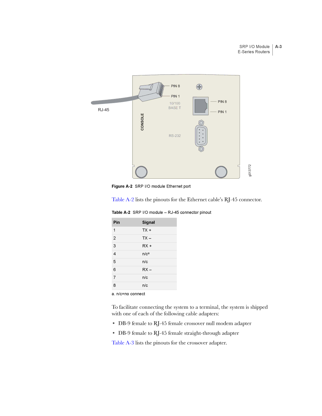 Juniper Networks manual SRP I/O Module E-Series Routers 