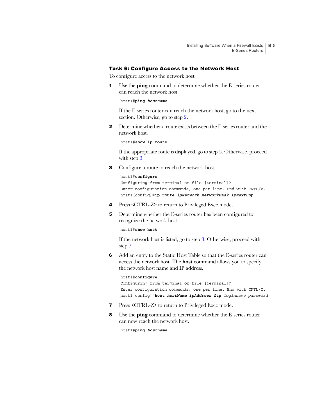 Juniper Networks E-Series manual Task 6 Configure Access to the Network Host 