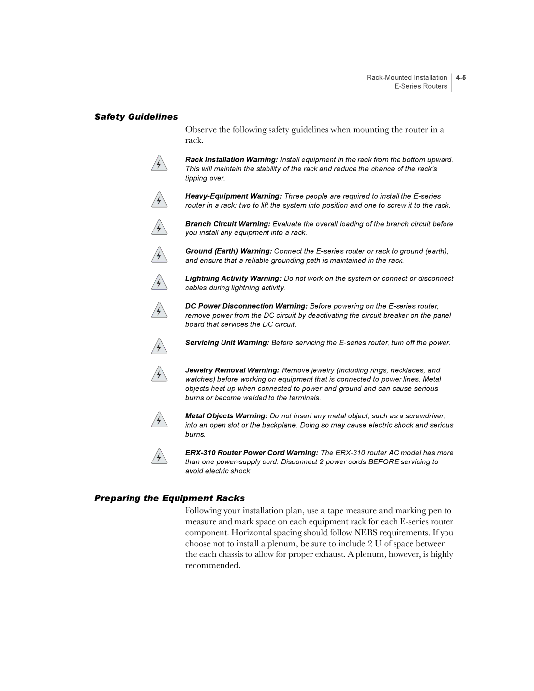 Juniper Networks E-Series manual Safety Guidelines 