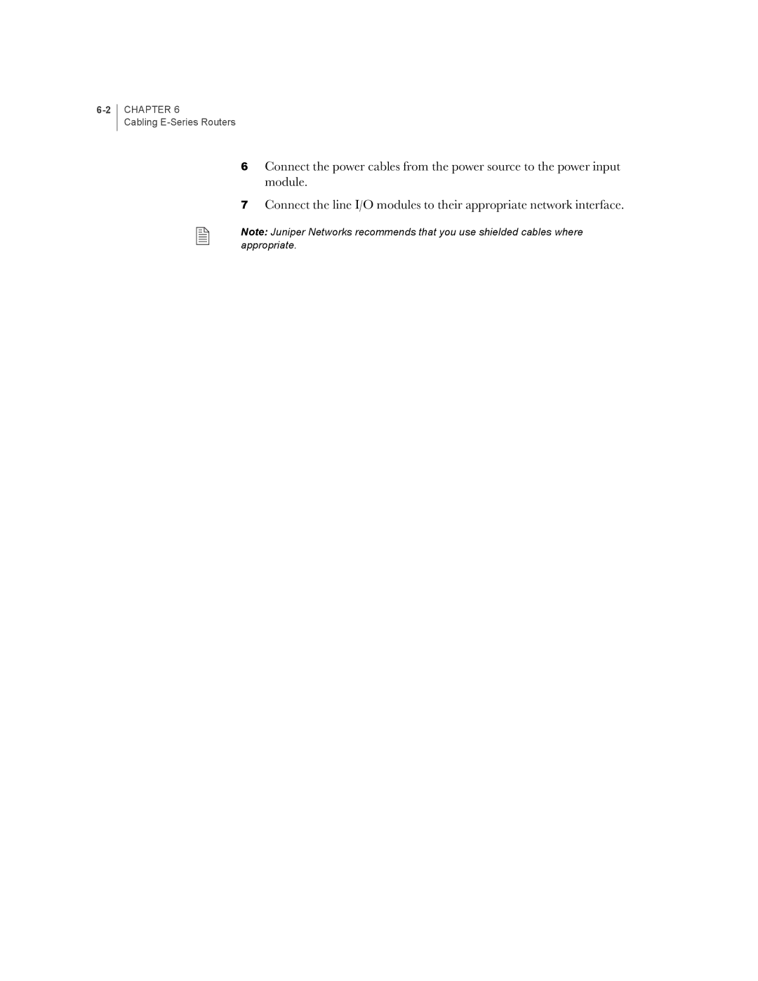 Juniper Networks manual Cabling E-Series Routers 