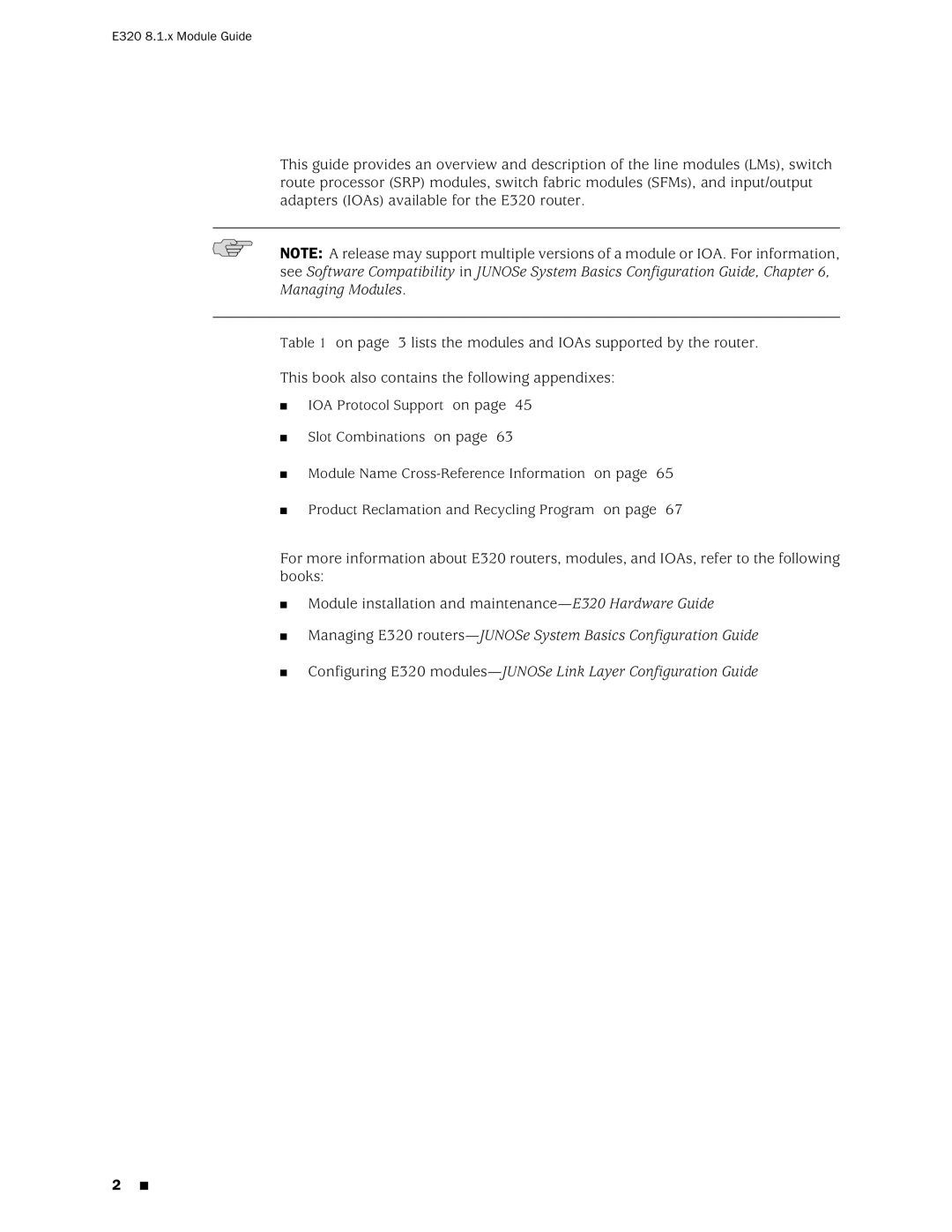 Juniper Networks manual E320 8.1.x Module Guide 