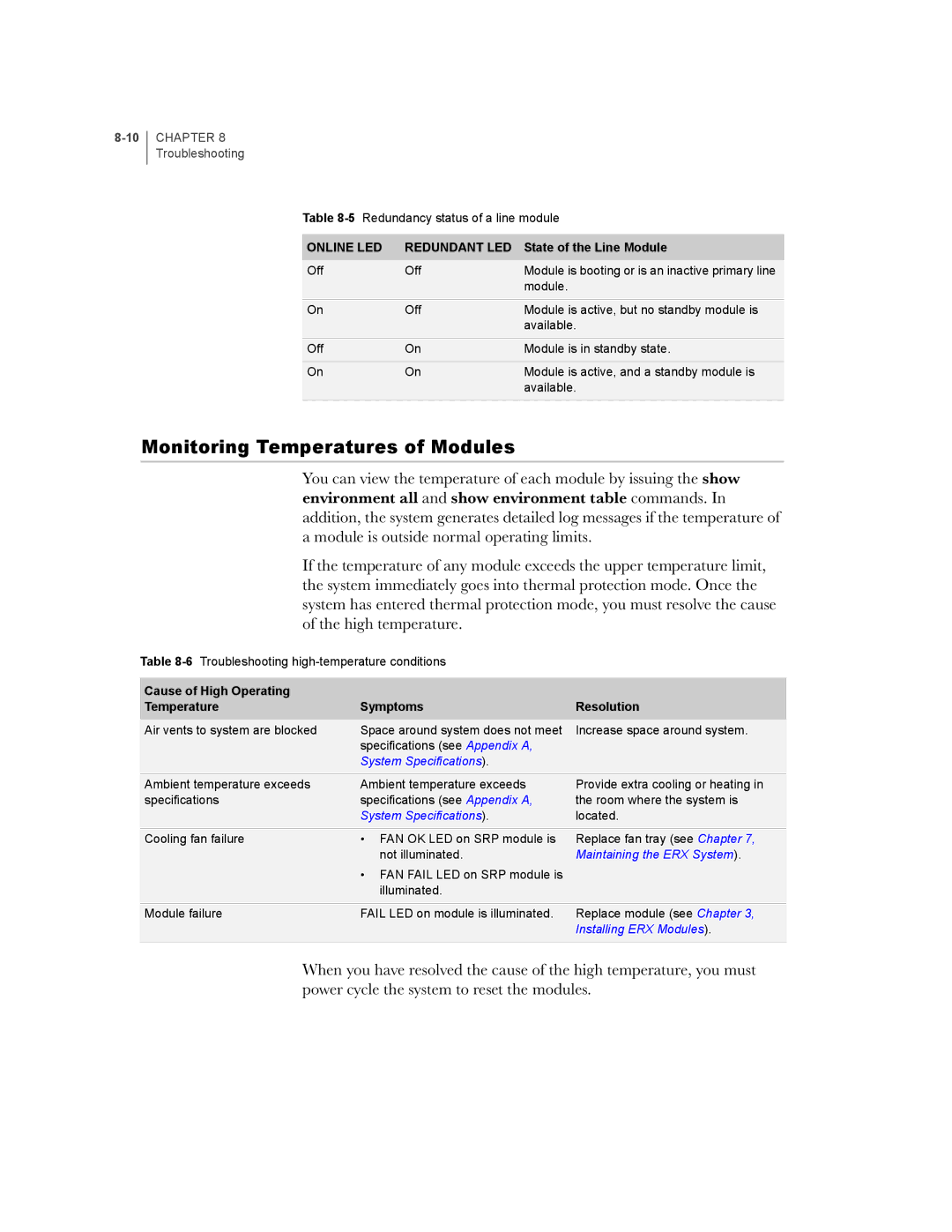 Juniper Networks ERX-1410, ERX-1440, ERX-700, ERX-705 manual Monitoring Temperatures of Modules, State of the Line Module 