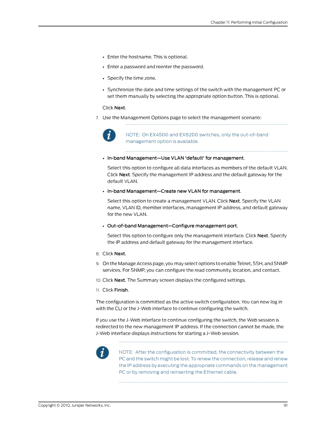 Juniper Networks EX2200 manual Performing Initial Configuration 