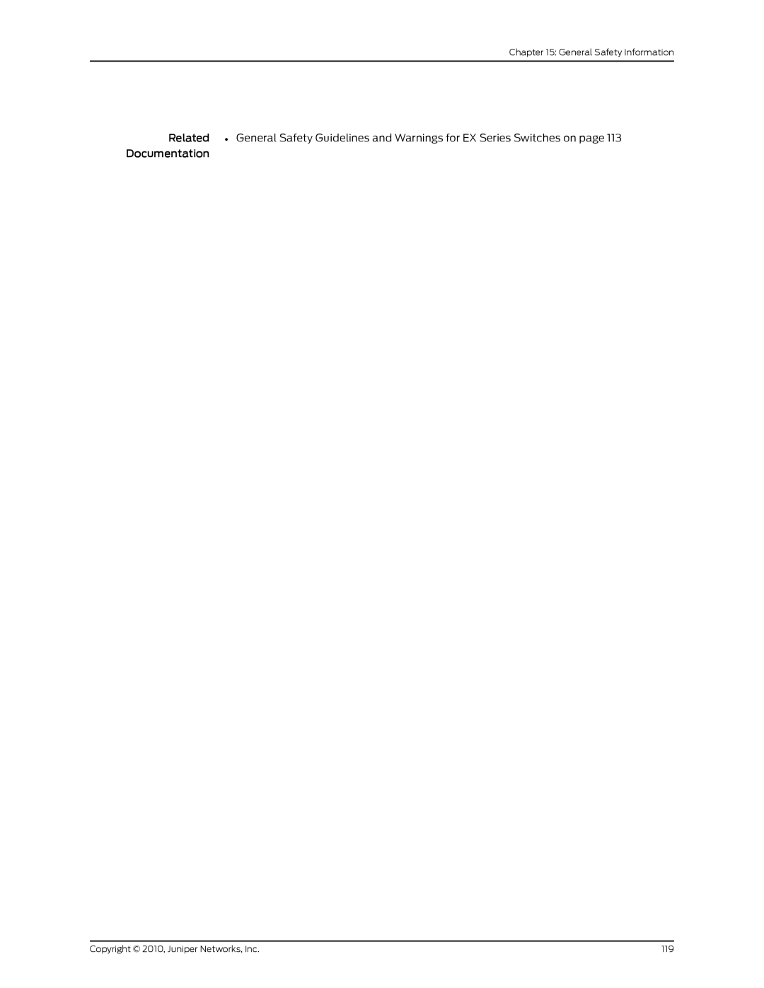 Juniper Networks EX2200 manual Copyright 2010, Juniper Networks, Inc 119 