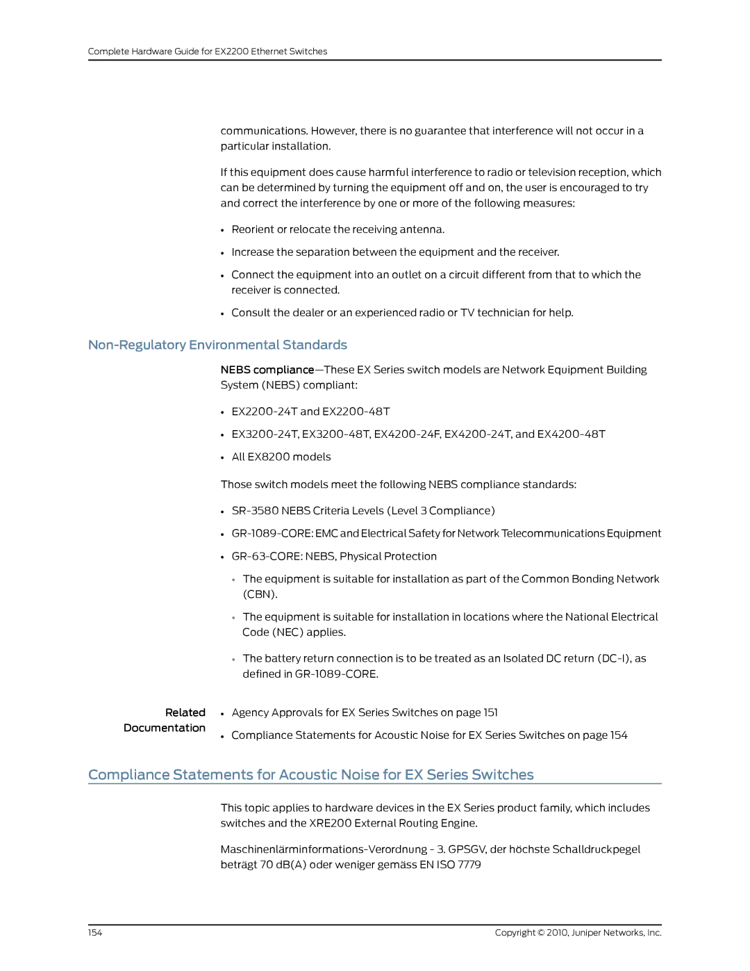 Juniper Networks EX2200 manual Non-Regulatory Environmental Standards 