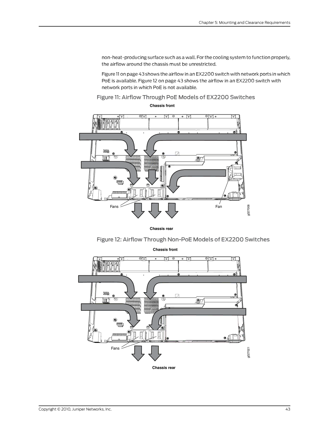 Juniper Networks manual Airflow Through PoE Models of EX2200 Switches 