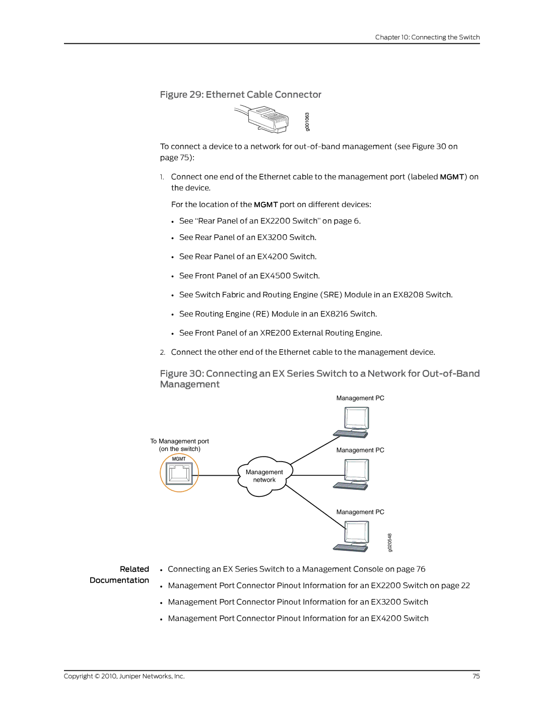 Juniper Networks EX2200 manual Ethernet Cable Connector 