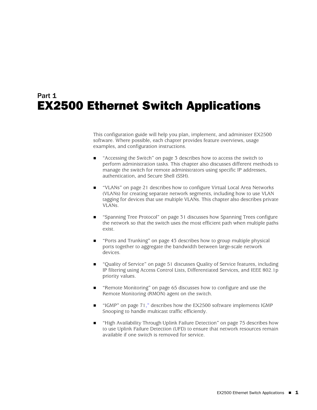 Juniper Networks manual EX2500 Ethernet Switch Applications 