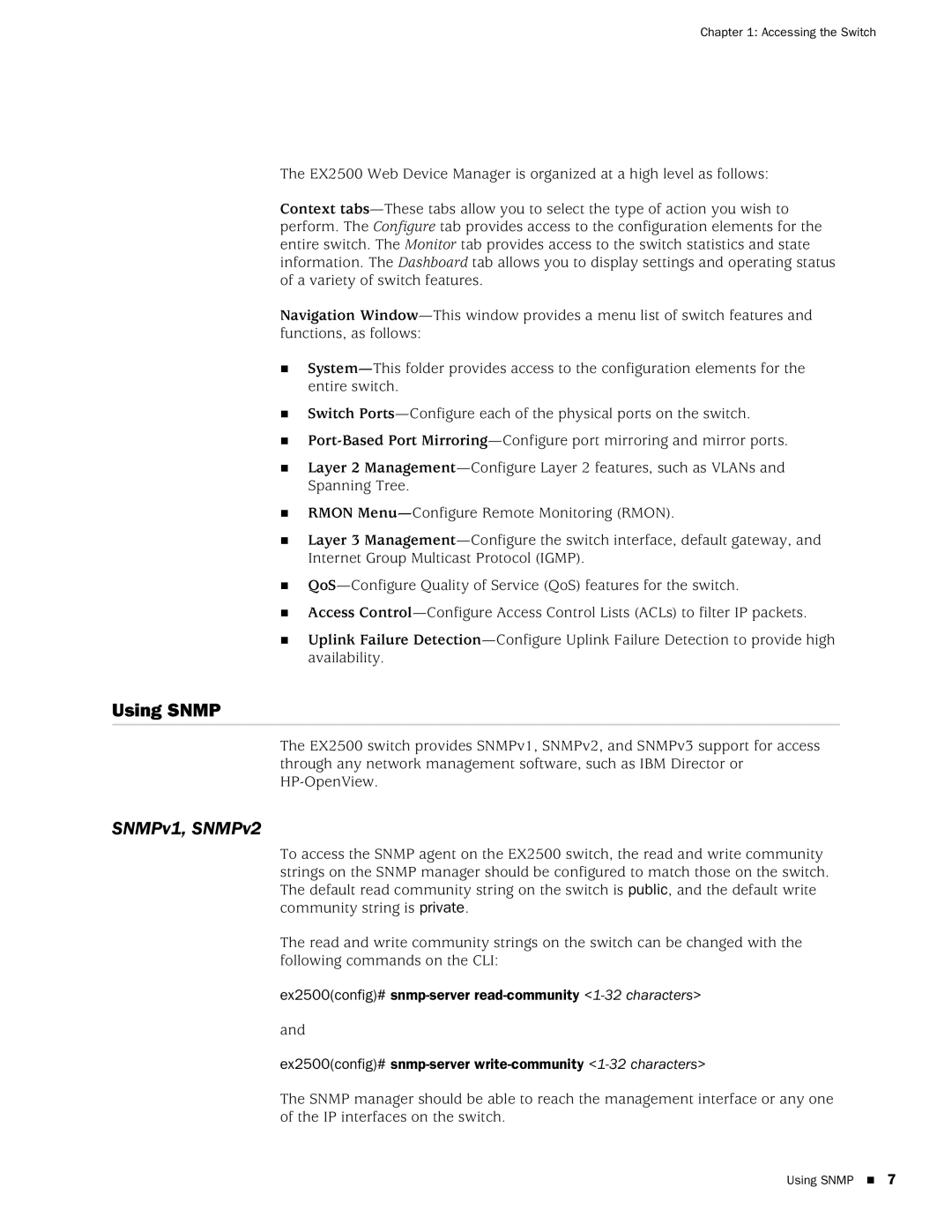 Juniper Networks EX2500 manual Using Snmp, SNMPv1, SNMPv2 