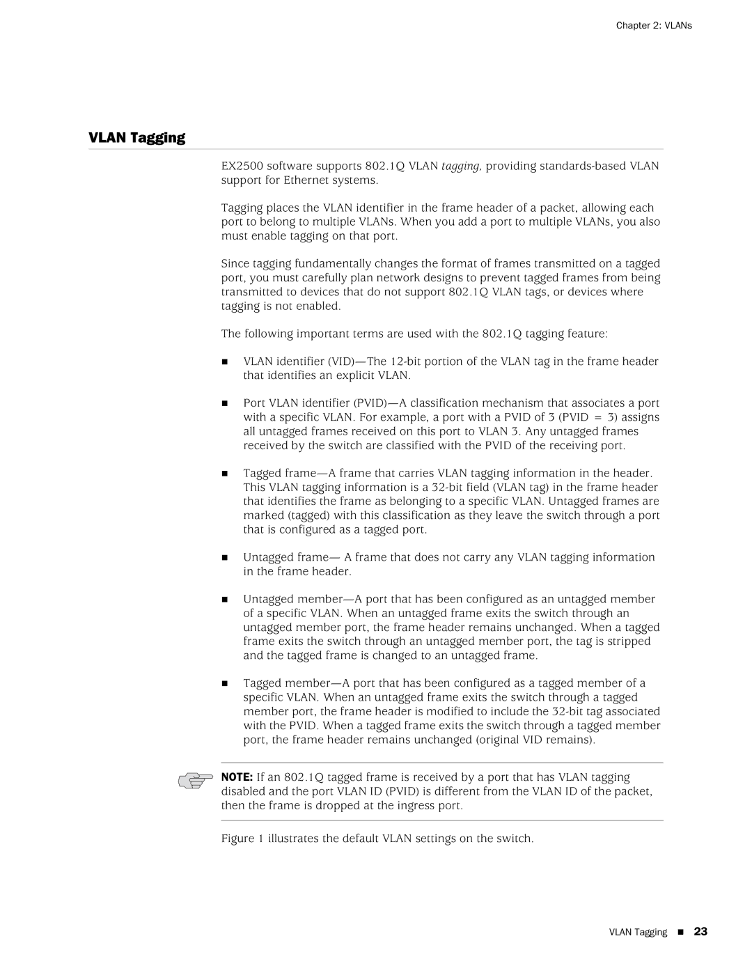 Juniper Networks EX2500 manual Vlan Tagging, Illustrates the default Vlan settings on the switch 