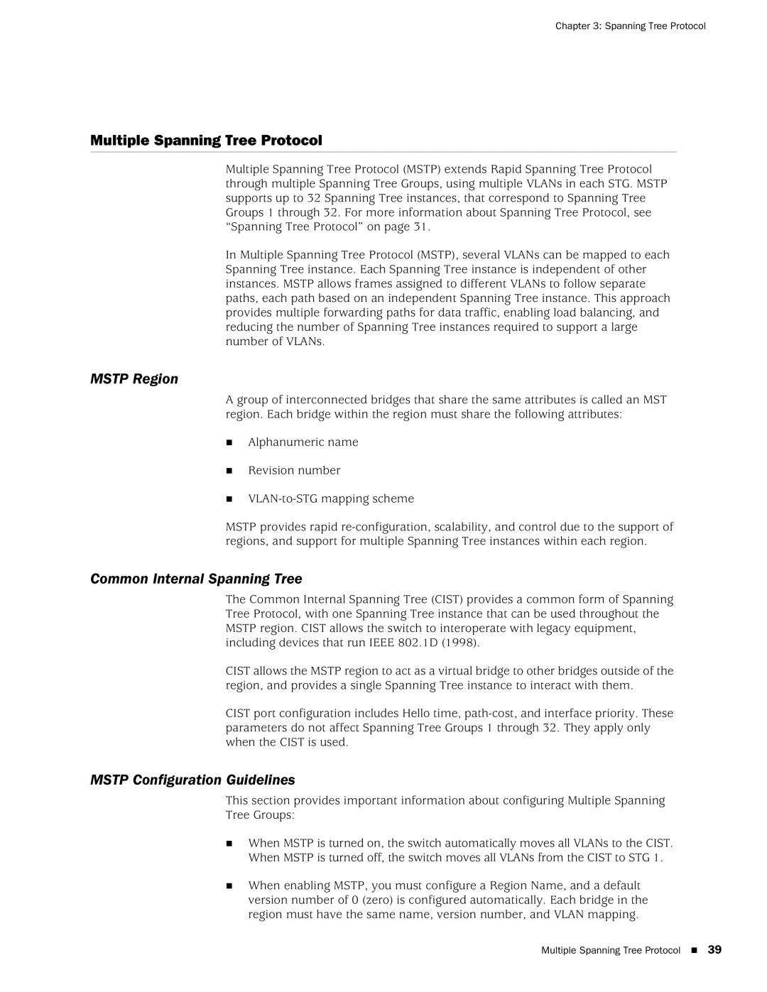 Juniper Networks EX2500 manual Multiple Spanning Tree Protocol, Mstp Region, Common Internal Spanning Tree 