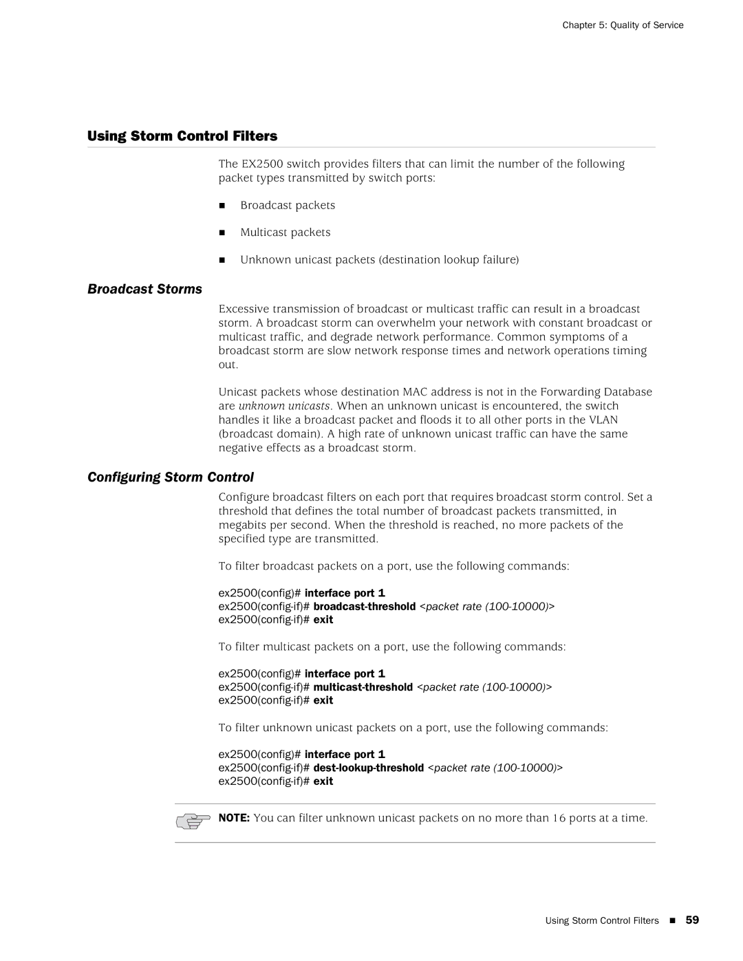 Juniper Networks EX2500 manual Using Storm Control Filters, Broadcast Storms, Configuring Storm Control 