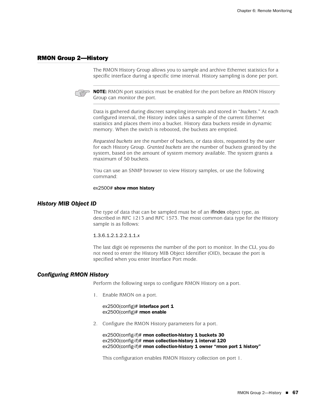 Juniper Networks EX2500 manual Rmon Group 2-History, History MIB Object ID, Configuring Rmon History 