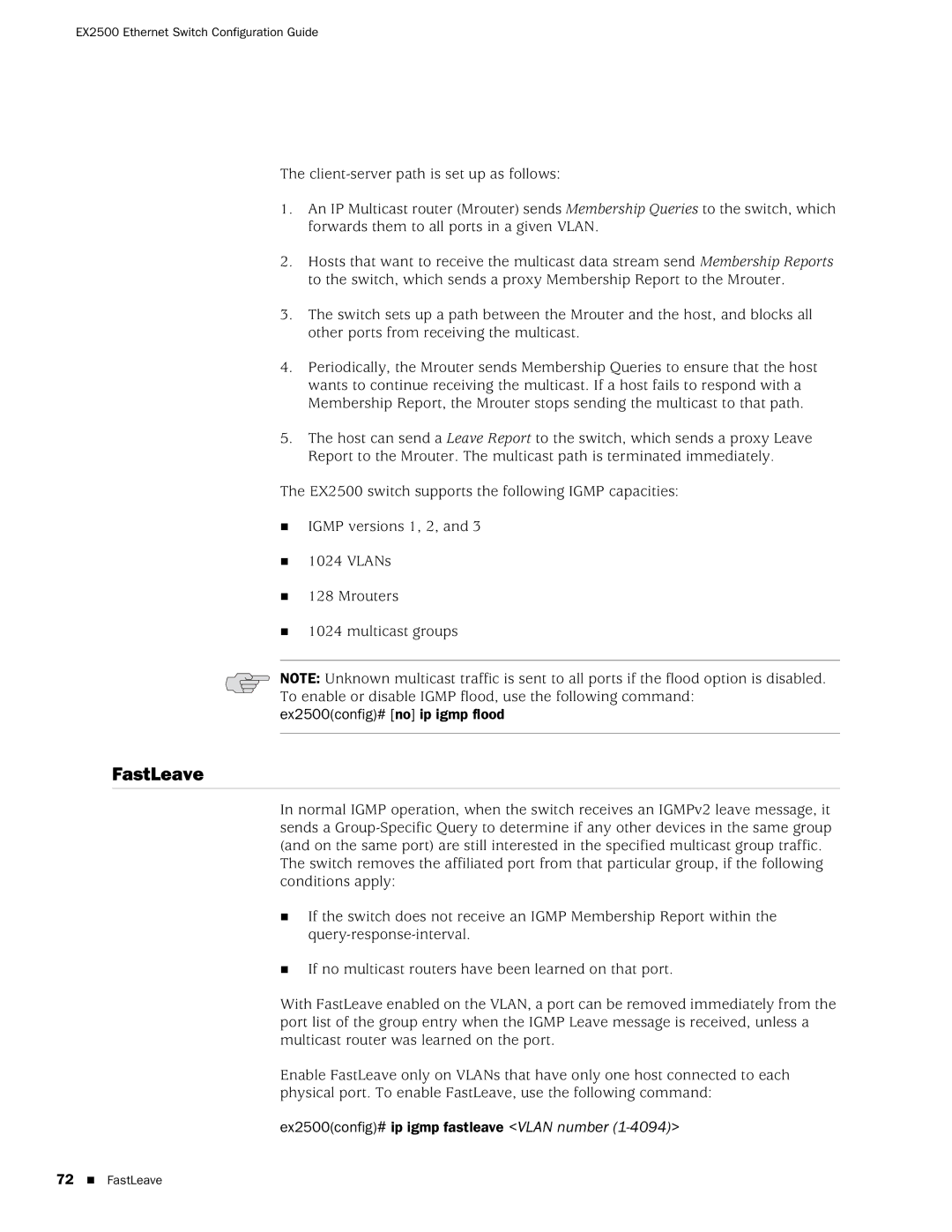 Juniper Networks EX2500 manual FastLeave 